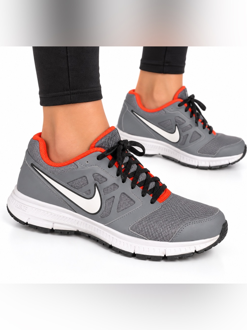 Nike Size 10.5 Mens Gray and Orange Athletic Running Shoes